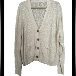J. Crew Factory Ivory Long Sleeve Button Up Lightweight Cotton Cardigan Size 3X